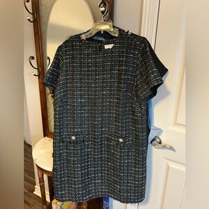 LOFT Black and White Tweed Dress